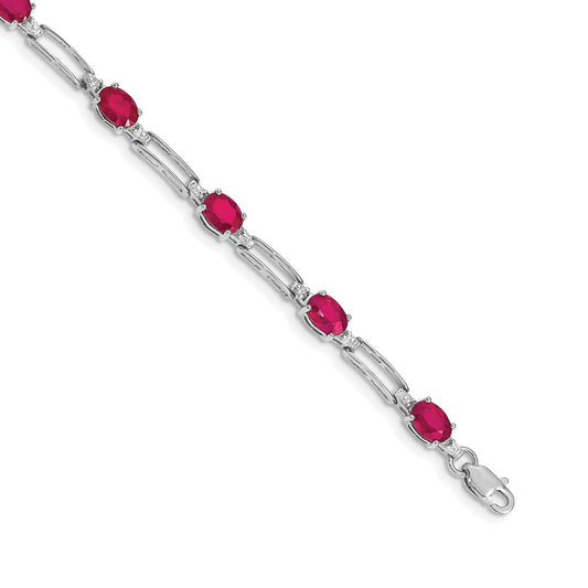 High-Quality 14K White Gold Ruby & Diamond Bracelet | Stylish Luxury Value