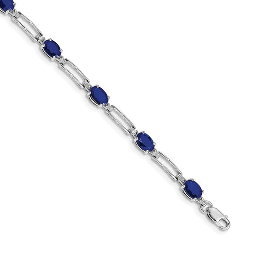 Shop 14K White Gold Bracelet with Diamonds & Sapphires - Stylish Luxury
