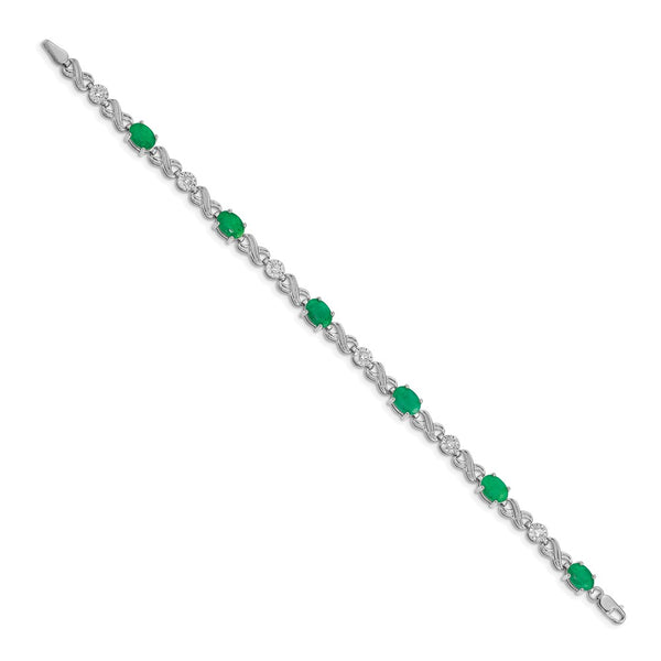 14K White Gold Infinity Bracelet with Diamonds & Emeralds - Style GR1-1016812