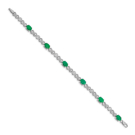Buy Exclusive 14K White Gold Infinity Bracelet with Diamonds & Emeralds - Luxury Value