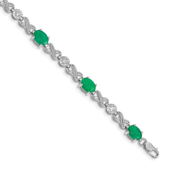 14K White Gold Infinity Bracelet with Diamonds & Emeralds - Style GR1-1016812