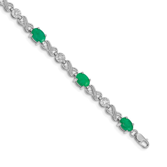 Buy Exclusive 14K White Gold Infinity Bracelet with Diamonds & Emeralds - Luxury Value