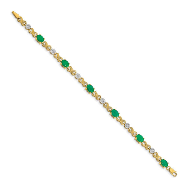 14K Gold Diamond & Emerald Infinity Bracelet - Style GR1-1016815
