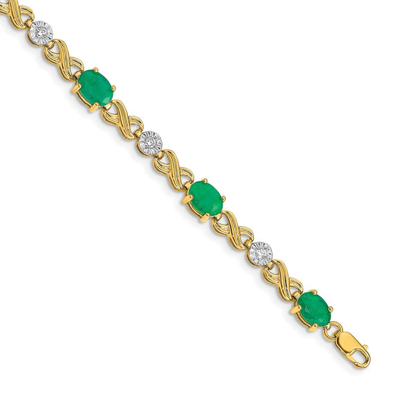 14K Gold Diamond & Emerald Infinity Bracelet - Style GR1-1016815