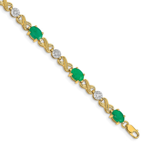 Shop 14K Gold Diamond & Emerald Infinity Bracelet - Stylish Luxury Jewelry
