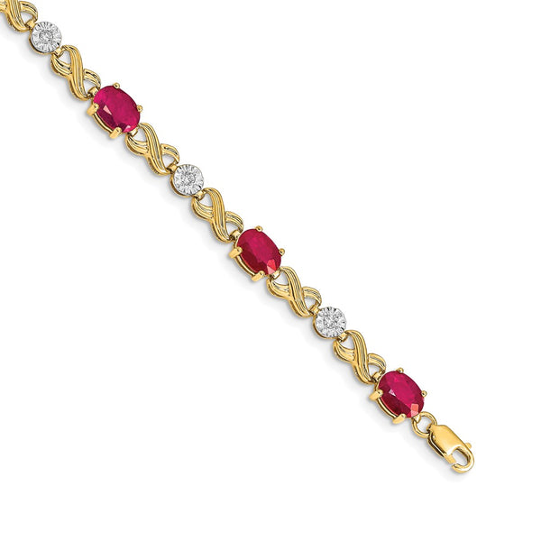 14K Gold Infinity Bracelet with Diamonds & Rubies - Style GR1-1016344