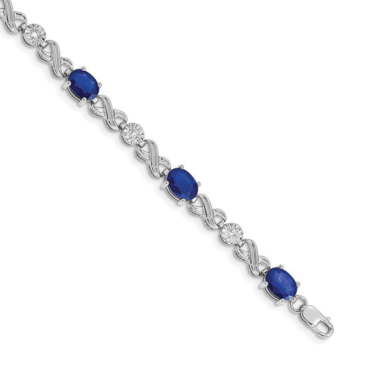 Exclusive 14K White Gold Infinity Bracelet with Diamonds & Sapphires - Stylish Value