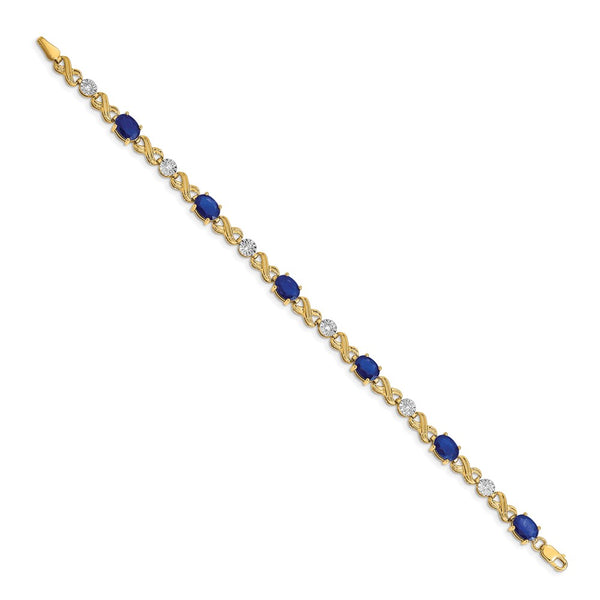 14K Gold Diamond & Sapphire Infinity Bracelet