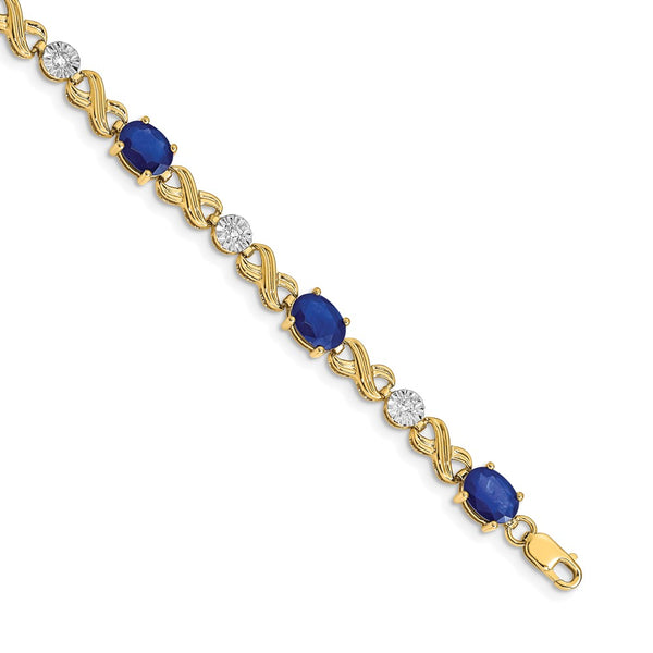 14K Gold Diamond & Sapphire Infinity Bracelet