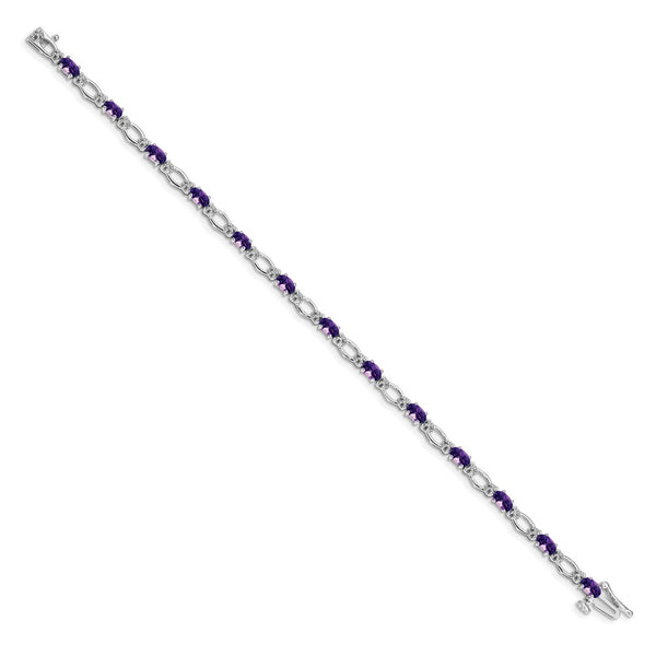 14K White Gold Amethyst & Diamond Bracelet - Style GR1-1016348