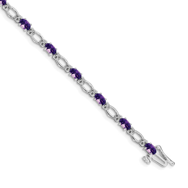 14K White Gold Amethyst & Diamond Bracelet - Style GR1-1016348