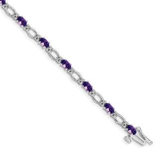 Shop Stylish 14K White Gold Amethyst & Diamond Bracelet - Luxury Design