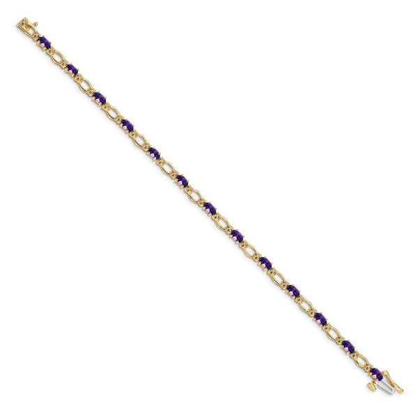 14K Gold Amethyst & Diamond Bracelet - Style GR1-1016352