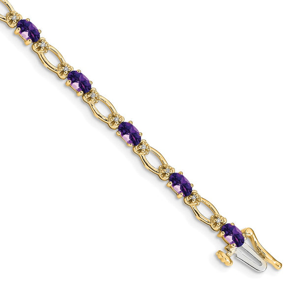 14K Gold Amethyst & Diamond Bracelet - Style GR1-1016352