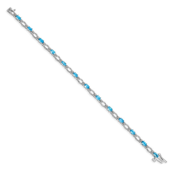 14K White Gold Bracelet with Diamonds & Blue Topaz - Style GR1-1001725