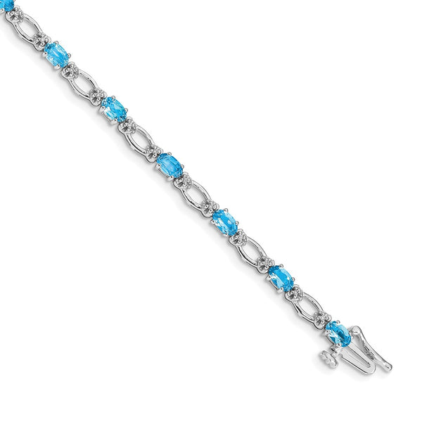 14K White Gold Bracelet with Diamonds & Blue Topaz - Style GR1-1001725