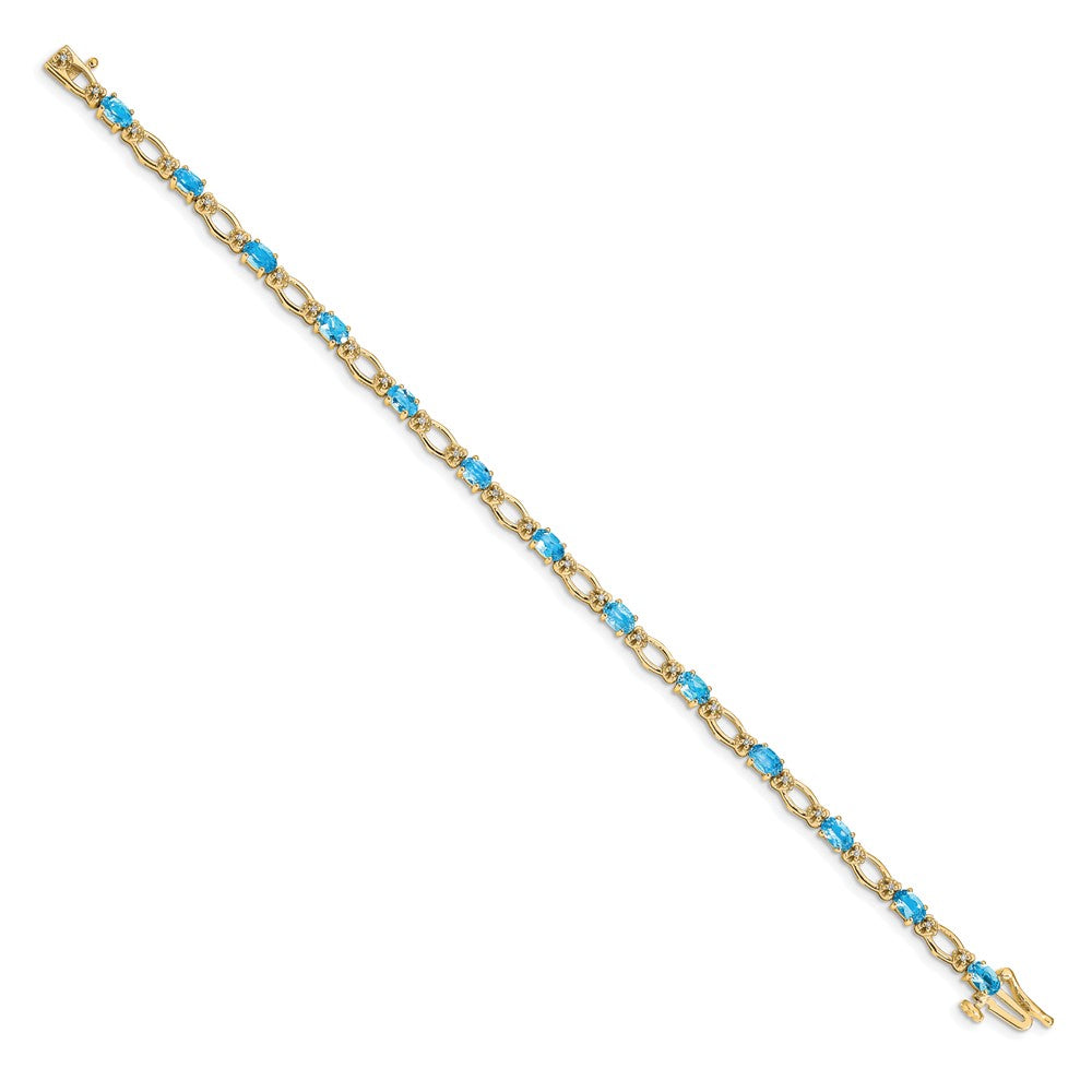Buy Stylish 14K Gold Bracelet with Diamond & Blue Topaz Accents - Luxury Value