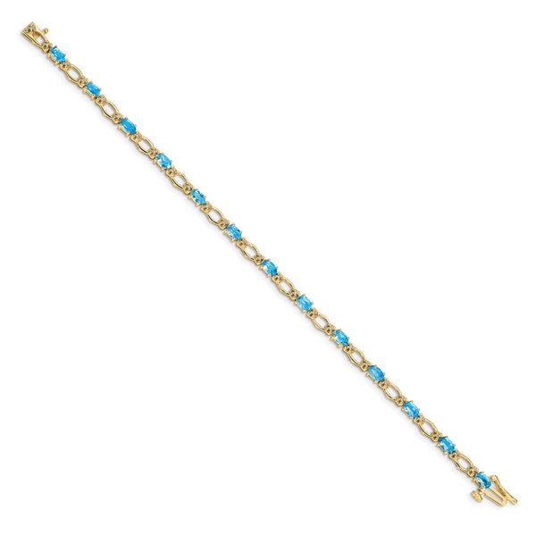 14K Gold Bracelet with Diamond & Blue Topaz Accents