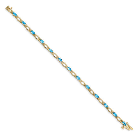 Buy Stylish 14K Gold Bracelet with Diamond & Blue Topaz Accents - Luxury Value