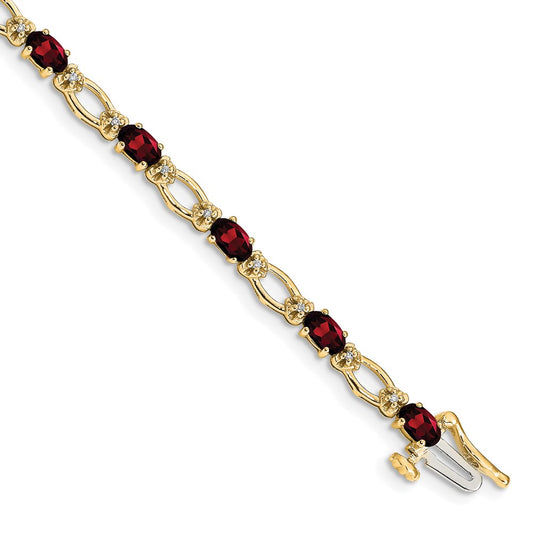 Shop 14K Gold Garnet & Diamond Bracelet - Stylish Luxury Jewelry, 7.5" Length