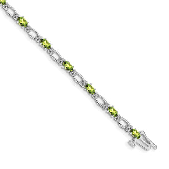 High-Quality 14K White Gold Bracelet with Diamonds & Peridot - Stylish Value!