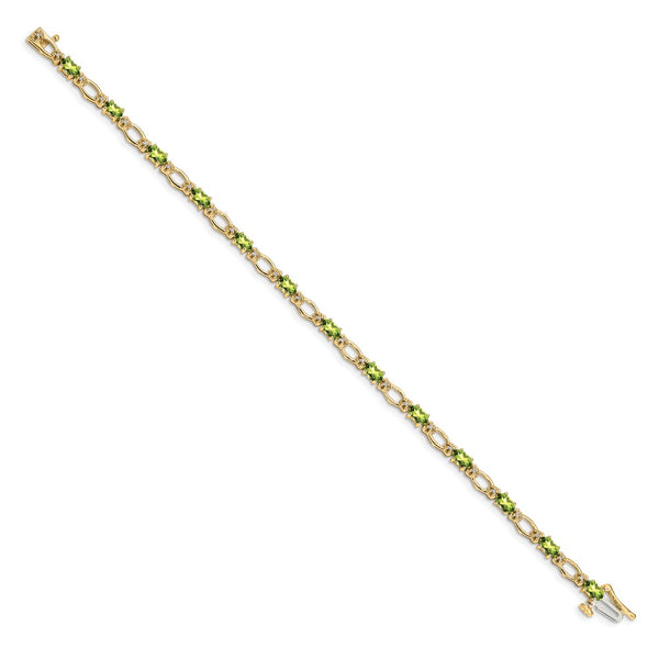 14K Gold Bracelet with Diamonds & Peridot