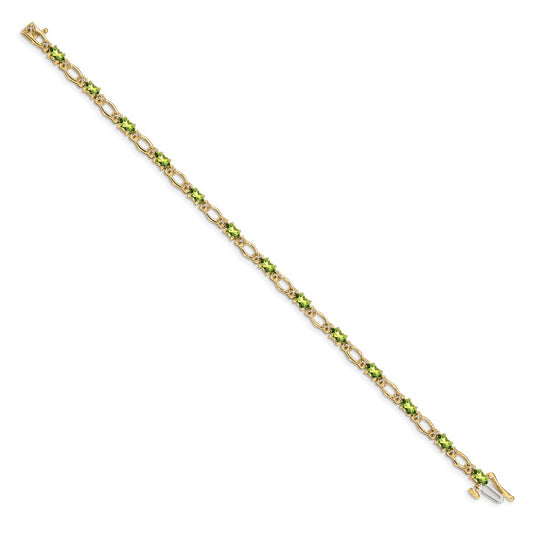 High-Quality 14K Gold Bracelet with Diamonds & Peridot - Luxury Value