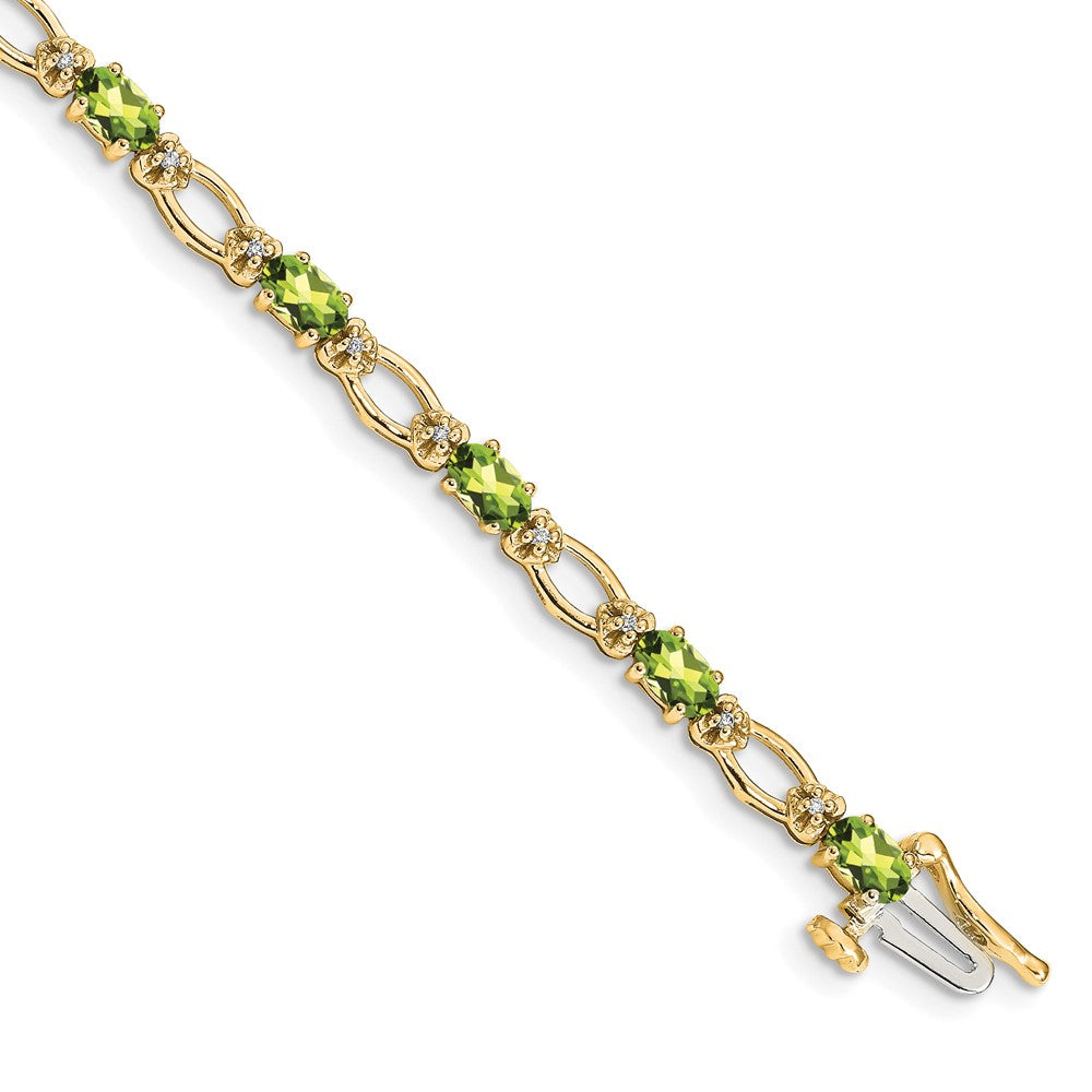 High-Quality 14K Gold Bracelet with Diamonds & Peridot - Luxury Value