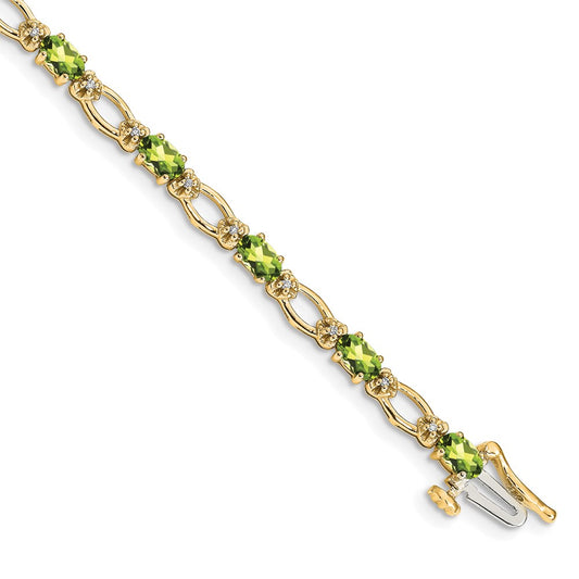 High-Quality 14K Gold Bracelet with Diamonds & Peridot - Luxury Value