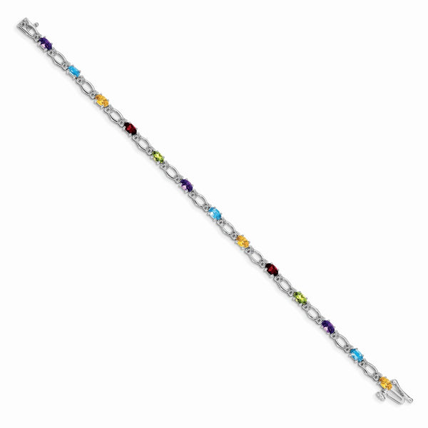 14K White Gold Rainbow Diamond Bracelet - 7.5"