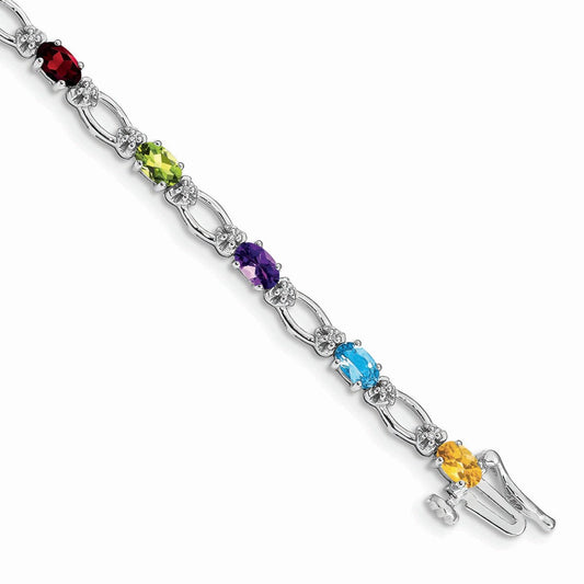 Exclusive 14K White Gold Rainbow Diamond Bracelet - Stylish 7.5" Luxury Value!