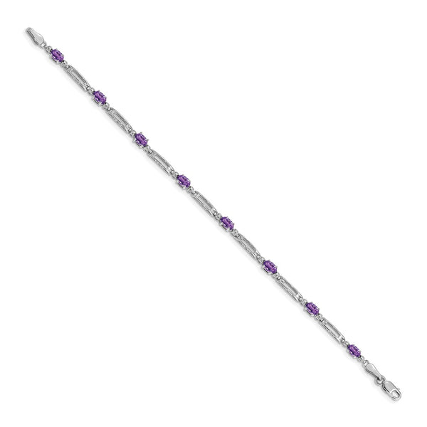 14K White Gold Amethyst & Diamond Bracelet - Style GR1-1016360