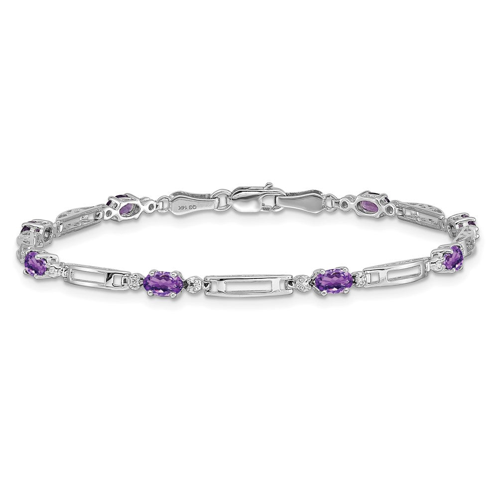 Shop Stylish 14K White Gold Amethyst & Diamond Bracelet - Exclusive Design