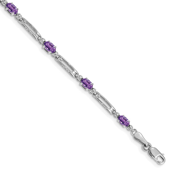 14K White Gold Amethyst & Diamond Bracelet - Style GR1-1016360