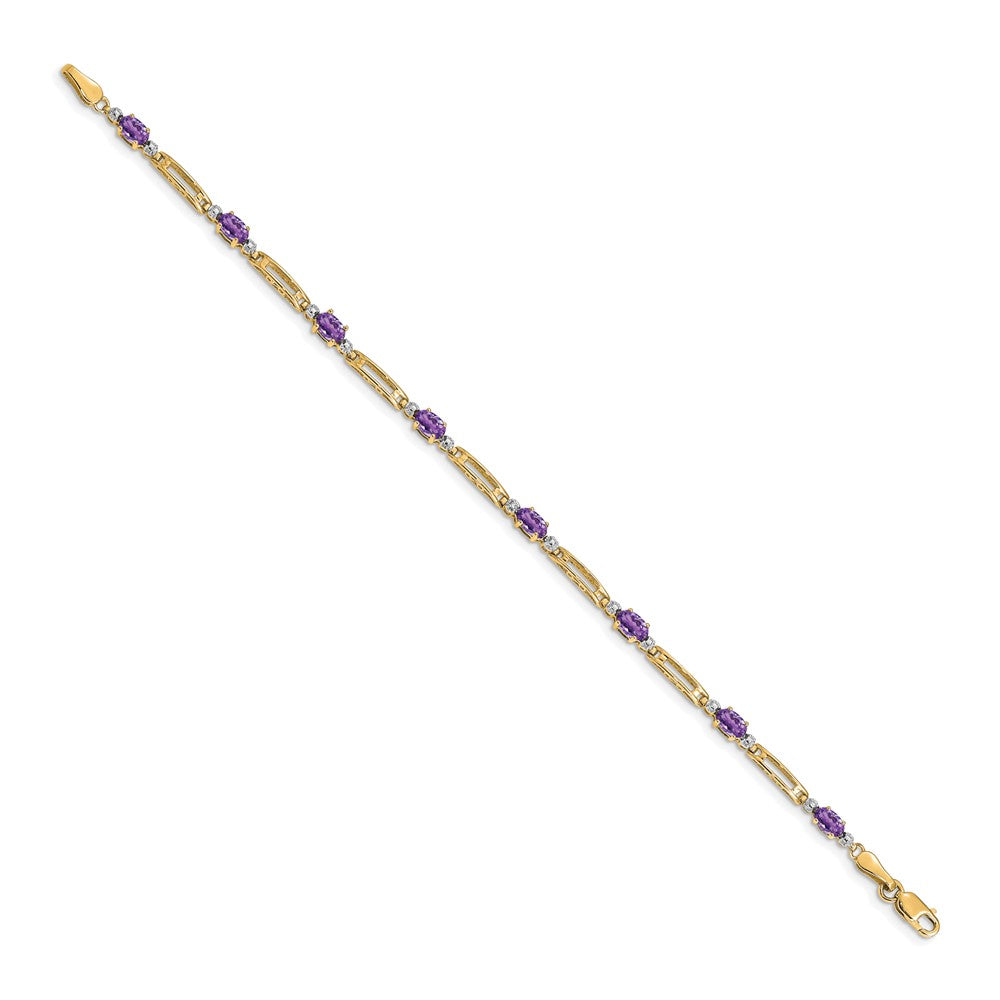 High-Quality 14K Gold Amethyst & Diamond Bracelet - Stylish & Affordable!