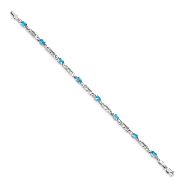14K White Gold Bracelet with Diamonds & Blue Topaz - Style GR1-1016366