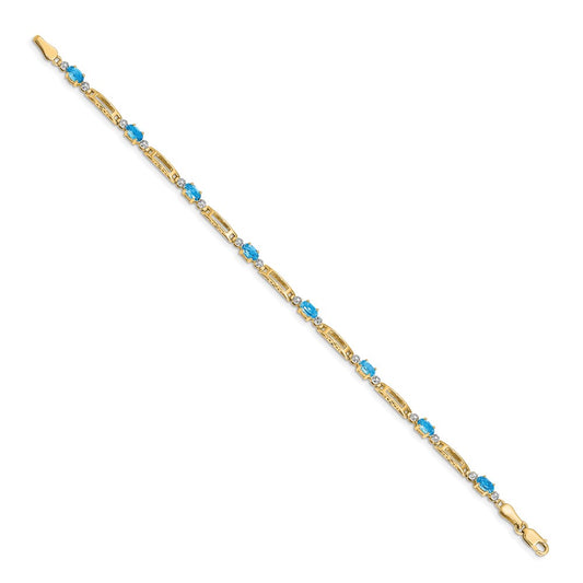 Buy Stylish 14K Gold Bracelet with Diamonds & Blue Topaz - Luxury Value