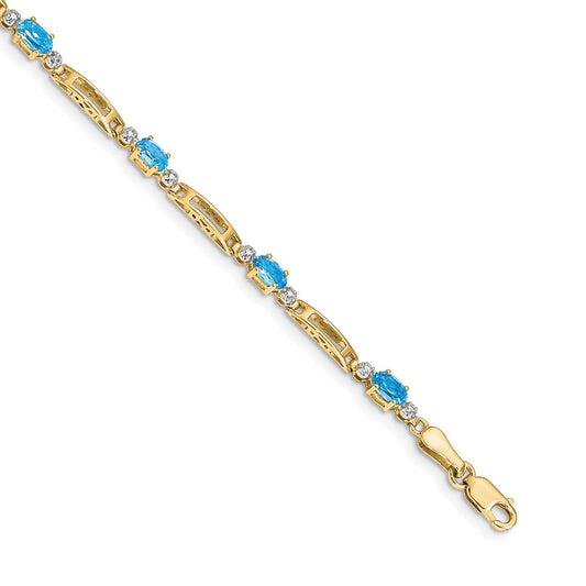 Buy Stylish 14K Gold Bracelet with Diamonds & Blue Topaz - Luxury Value