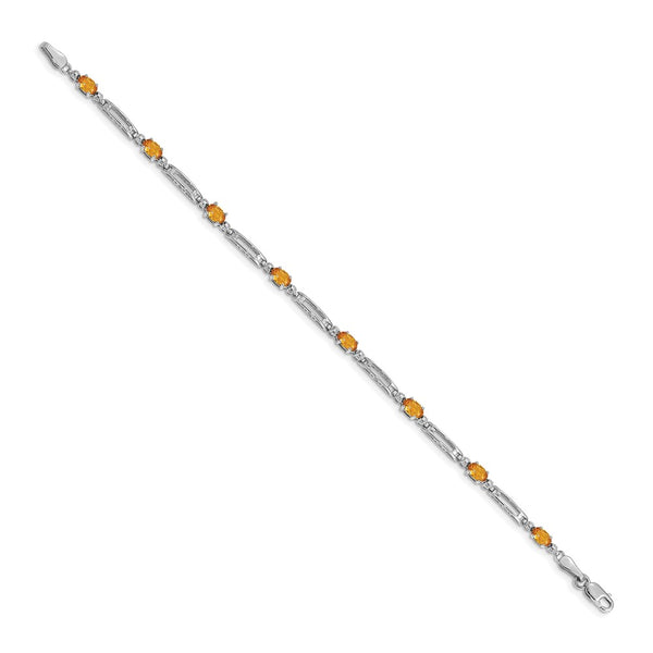 14K White Gold Citrine & Diamond Bracelet
