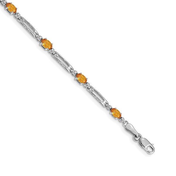 14K White Gold Citrine & Diamond Bracelet