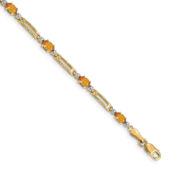 14K Gold Citrine & Diamond Bracelet - Style GR1-1001736