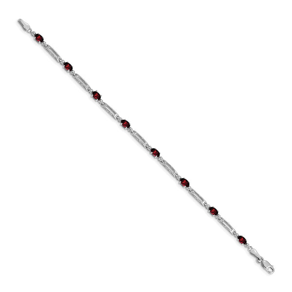 14K White Gold Bracelet with Garnet and Diamonds