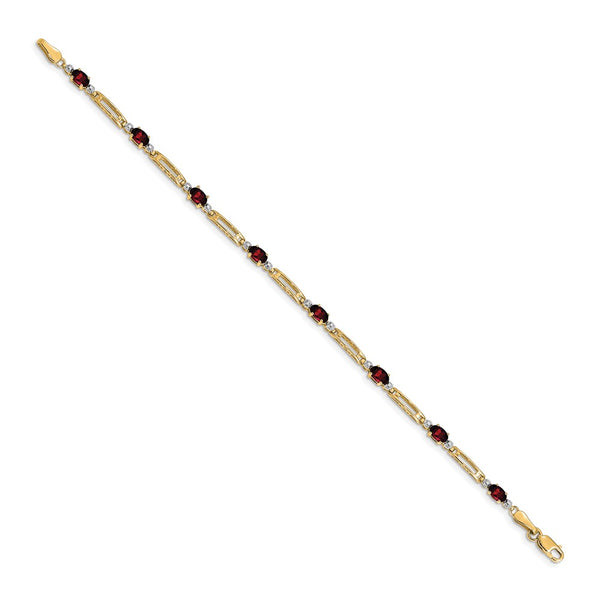 14K Gold Bracelet with Diamonds & Garnets