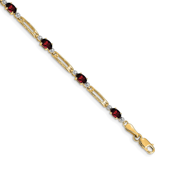 14K Gold Bracelet with Diamonds & Garnets