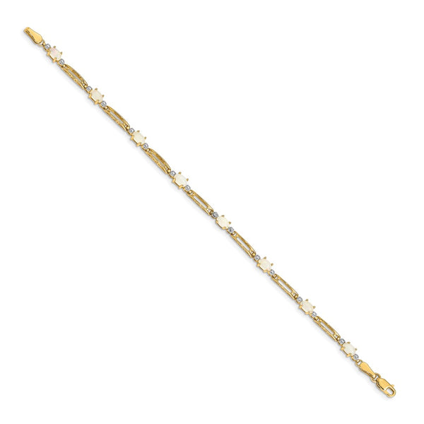 14K Gold Opal & Diamond Bracelet