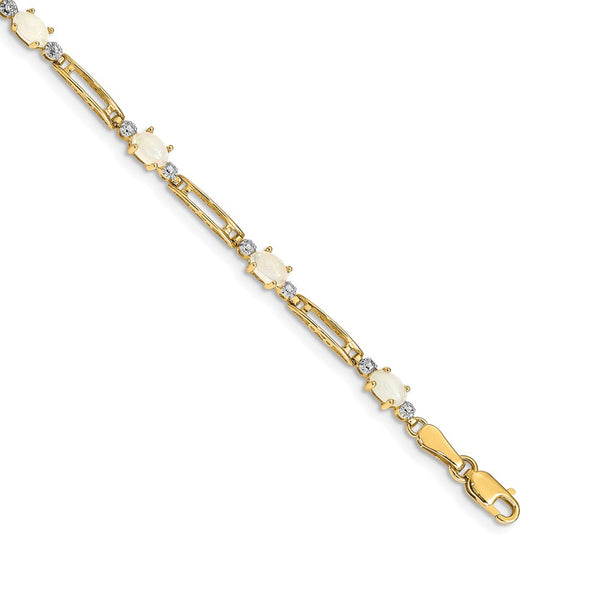 14K Gold Opal & Diamond Bracelet