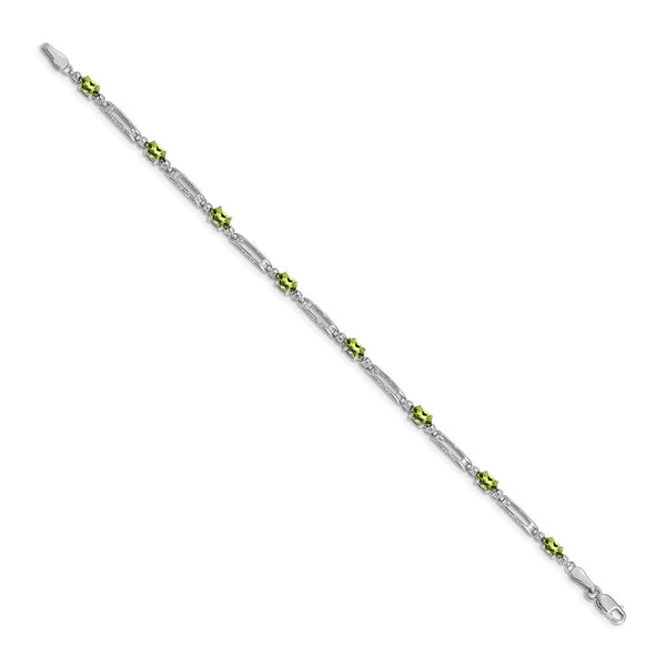 14K White Gold Bracelet with Diamonds & Peridot - Style GR1-1016375