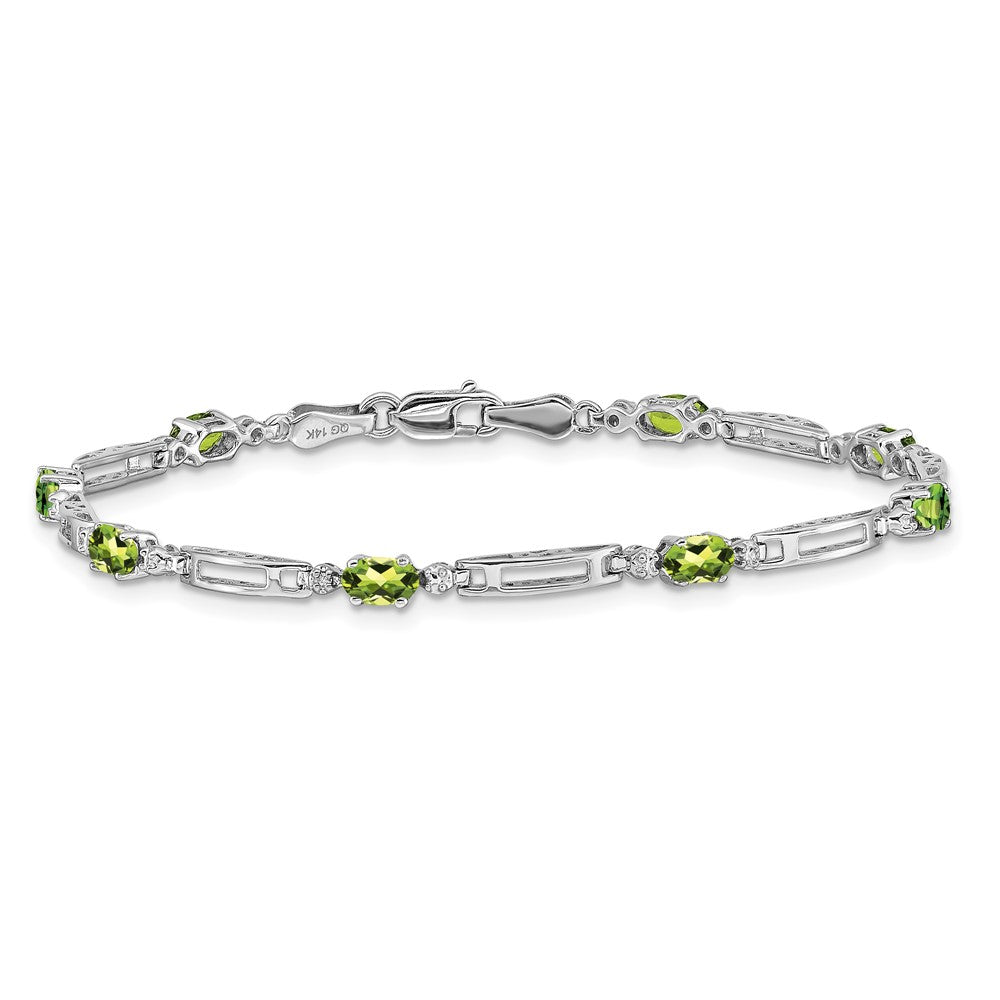 High-Quality 14K White Gold Bracelet with Diamonds & Peridot - Stylish Value!