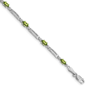 High-Quality 14K White Gold Bracelet with Diamonds & Peridot - Stylish Value!