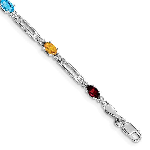 14K White Gold Rainbow Bracelet with Fancy Diamonds & Gems